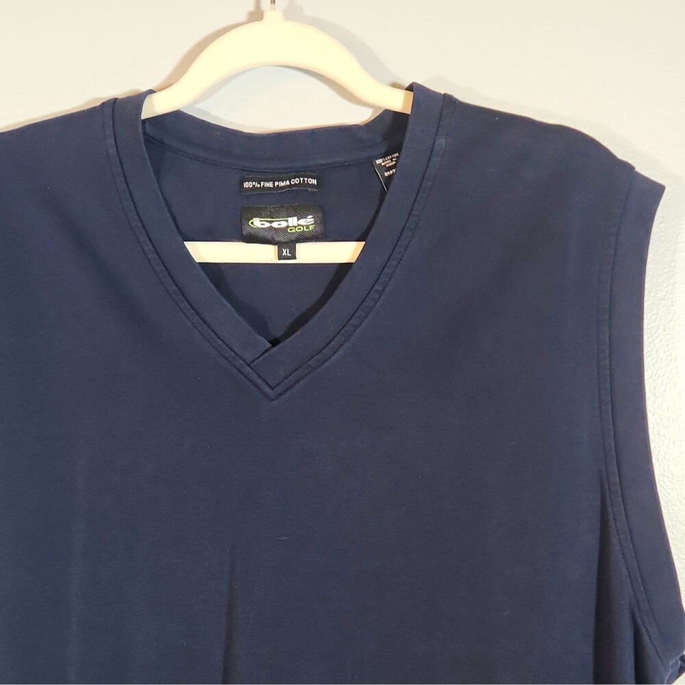 Bolle Golf Men's Navy Solid V-Neck Knit Cotton Sweater Vest XL Logo